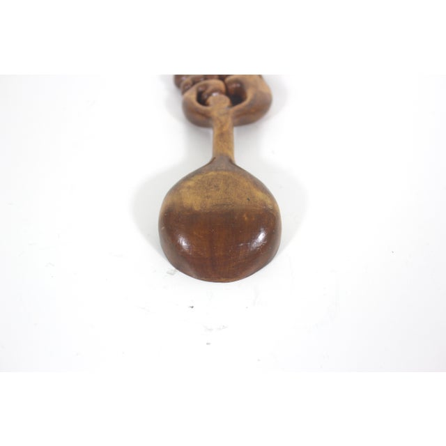 Early 20th Century Early 20th Century Hand Carved Wood Spoon Folk Art Treen Welsh Love Spoon For Sale - Image 5 of 8
