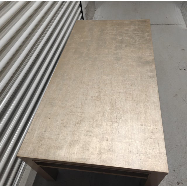 Contemporary Baker Luxe Style White Gold Leaf Cocktail Table For Sale In Boston - Image 6 of 10