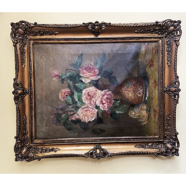 Flowers in a Vase, 1900, Oil on Canvas, Framed For Sale - Image 11 of 17