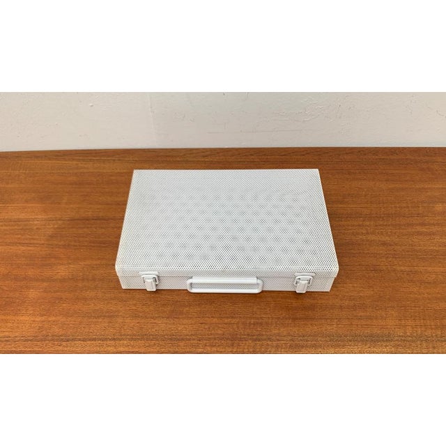 Postmodern White Perforated Metal Briefcase, 1980s For Sale - Image 4 of 18