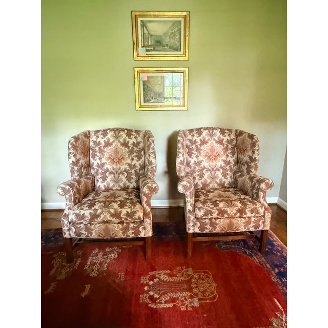 Pair of Jacquard TRS Wingback Chairs For Sale In Nashville - Image 6 of 12