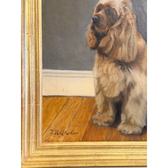 Oil Portrait of a Spaniel in Gilt Frame - 20th Century For Sale - Image 6 of 6