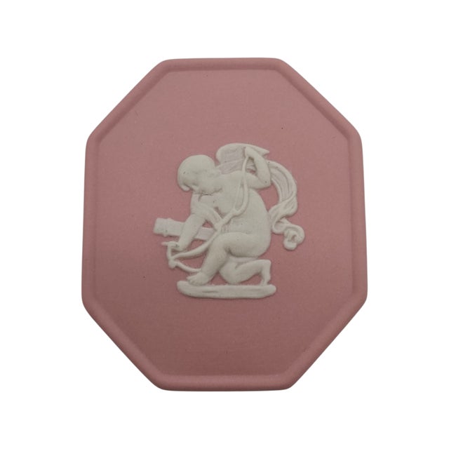 Ceramic Wedgwood Pink Jasperware Octagonal Trinket Box With Cupid Relief For Sale - Image 7 of 10