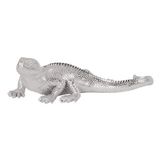 Lizard Figurine Bright Textured Nickel For Sale