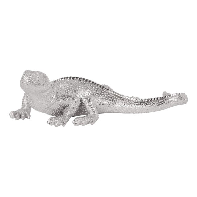 Lizard Figurine Bright Textured Nickel For Sale