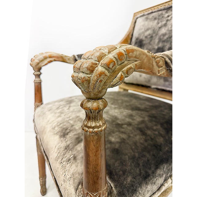 Vintage Italian Neoclassical Carved Wood Armchairs, Newly Upholstered, Pair For Sale - Image 12 of 12