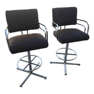 Milo Baughman Chrome Bar Stools - a Pair For Sale