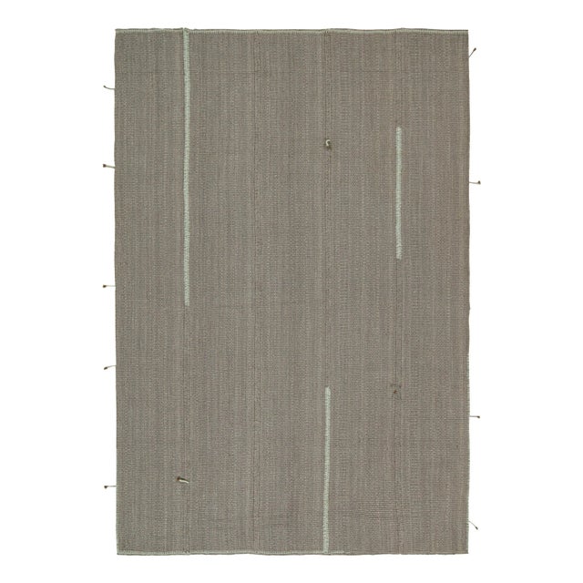 Gray 2010s Rug & Kilim’s Contemporary Kilim Rug in Gray With Sky Blue and Brown Accents For Sale - Image 8 of 8