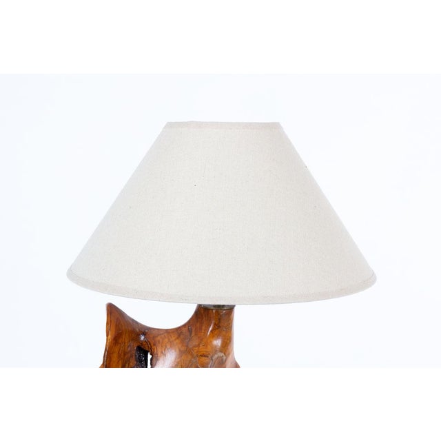 Freeform Table Lamp in Hand-Carved Olive Wood, France, 1950s For Sale - Image 6 of 8