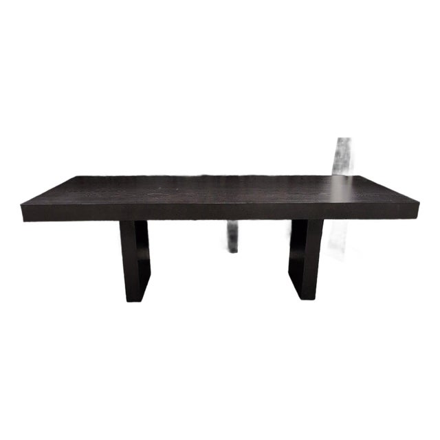 West Elm Terra Dining Table, Chocolate Wire-Brushed Oak, Thick Slab Top and Legs, Seats 6 to 8 For Sale