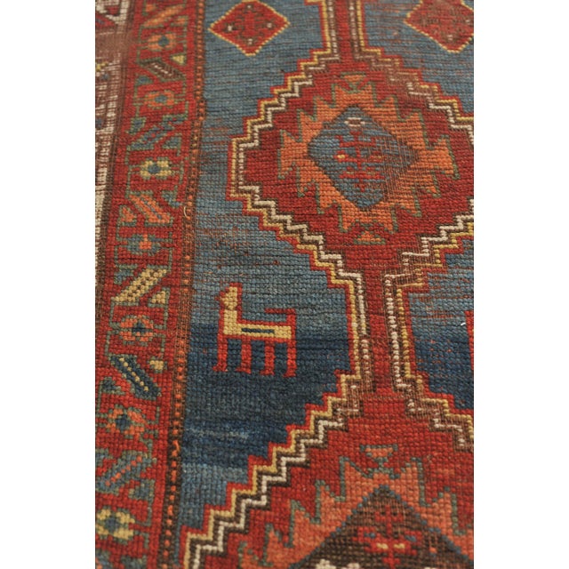 Boho Chic 1930s Nomadic Blue, Terracotta, Red and Camel Runner Rug , 3.2 x 8.9 For Sale - Image 3 of 11