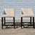 Wood Pair of Lee Industries Linen Slipcovered Upholstered Counter Height Stools For Sale - Image 7 of 13