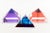 Set of 3 Pyramid Lucite Sculptures in Orange, Sapphire Blue, Purple, Red, 1990's For Sale - Image 13 of 13