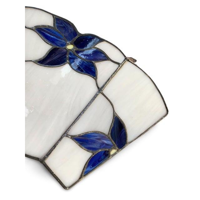 Blue Stained Glass Wall Sconce, French Art Nouveau, 1910, 1890s For Sale - Image 8 of 14