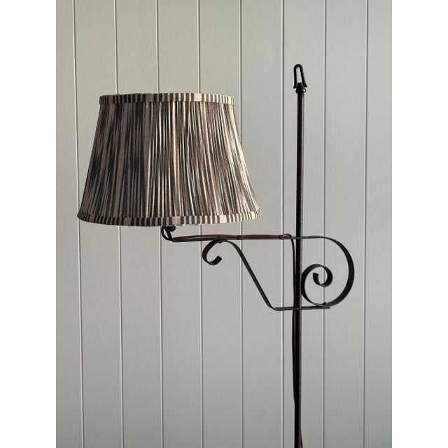 Metal 1940s Wrought Iron Swing Arm Floor Lamp With Scroll Detailing For Sale - Image 7 of 16