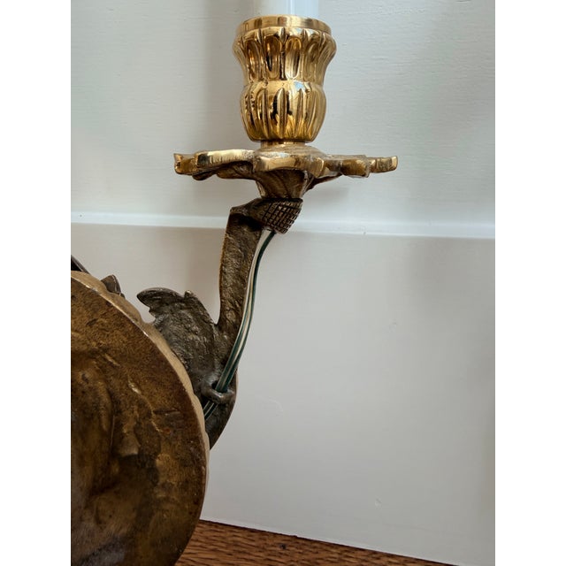 Gold Vintage Gilt Metal Double-Arm Wall Sconces – Louis XV Rococo Style (Pair) For Sale - Image 8 of 12