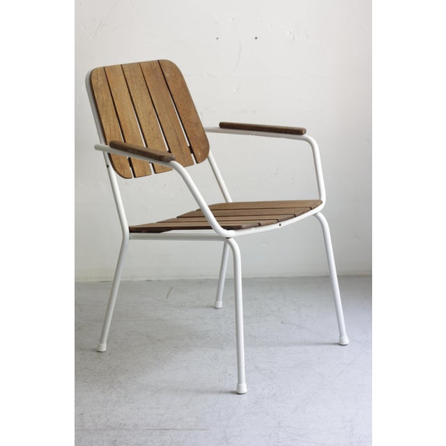 Mid-Century Modern Daneline Garden Chairs in Tubular Steel and Teak, 1970s, Set of 4 For Sale - Image 14 of 14