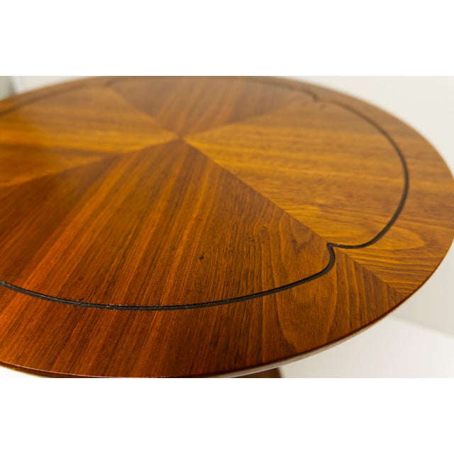 Brown Mid Twentieth Century Modern Walnut Round Pedestal Side Table For Sale - Image 8 of 9
