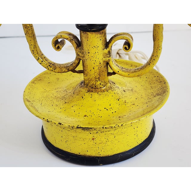 Metal Vintage Decorative Crafts French Style Tole Painted Bouillote Lamp For Sale - Image 7 of 12