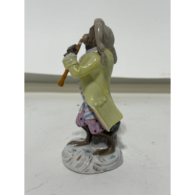 Meissen Style Porcelain Monkey Band Flute Player For Sale - Image 9 of 9