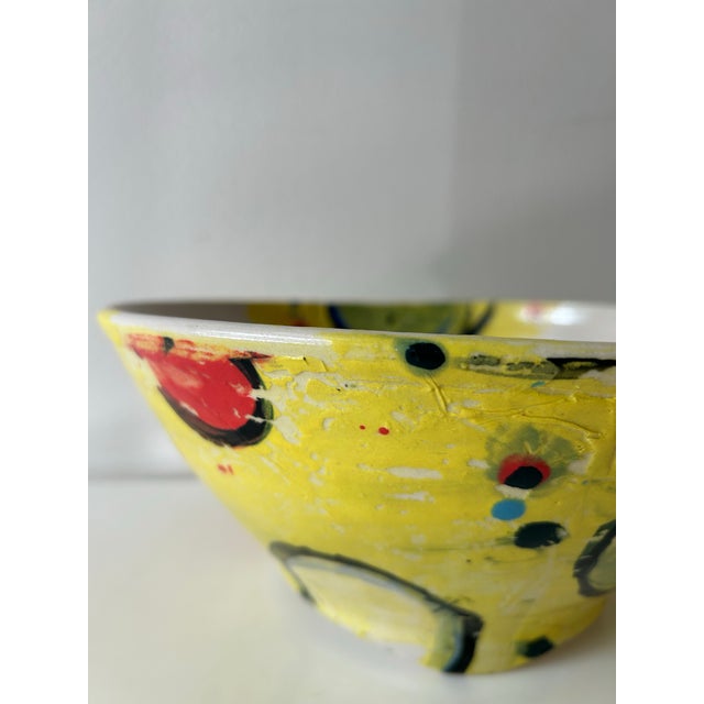 Ceramic Pair of Colorful, Abstract Ceramic Bowls Signed Lori Dresner For Sale - Image 7 of 11