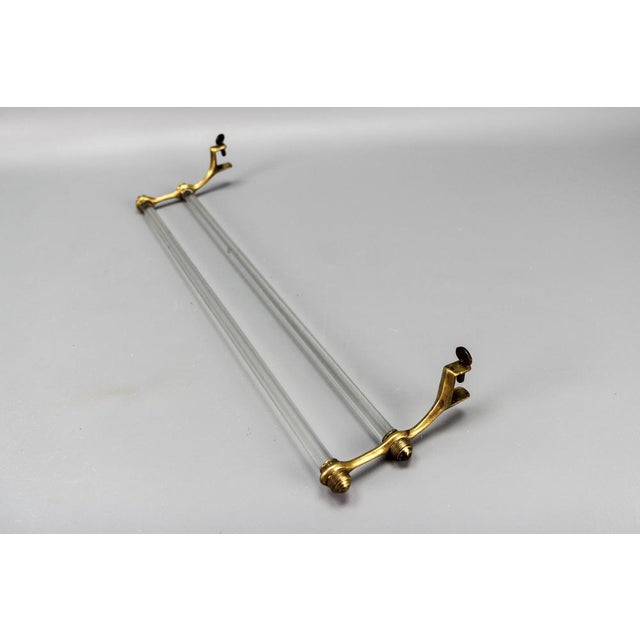 Art Deco French Double Glass Towel Holder with Brass Ends, 1930s For Sale - Image 14 of 18