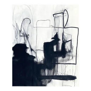 Contemporary Abstract Acrylic, Ink and Graphite on Canvas Painting "Tinman" by Adrienn Krahl