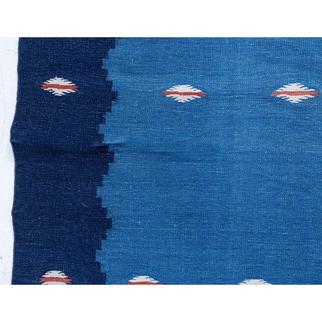 Doris Leslie Blau Mid-Century Indian Dhurrie Light Blue Flatweave Cotton Rug For Sale In New York - Image 6 of 8