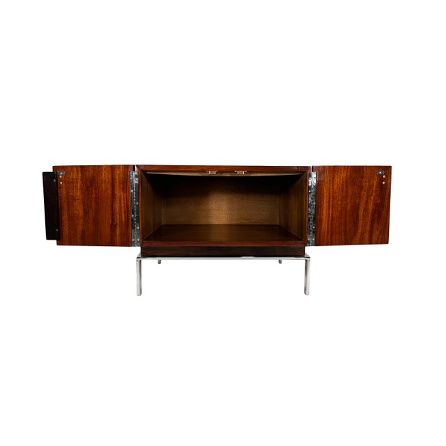 Vintage Mid Century Modern Architectural Rosewood Cabinet on Chrome Base For Sale - Image 9 of 16