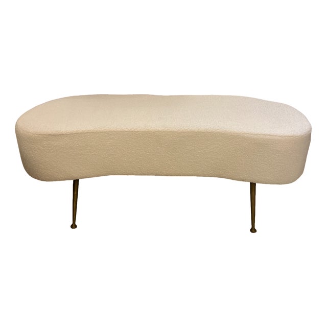 Italian White Kidney Ottoman For Sale