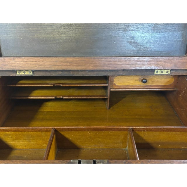 Victorian Walnut Ladies Writing Desk With Gallery & Velvet Writing Surface, Circa 1880 For Sale - Image 11 of 12
