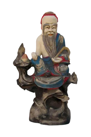 Chinese Hand Carving Camphor Wood Immortal of Longevity Statue