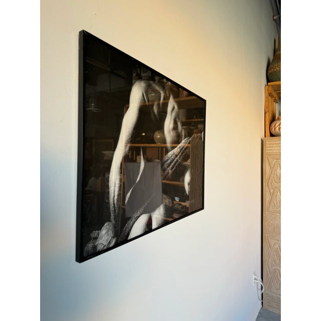 Available for sale this fantastic Vintage black and white nude man with towel poster print by Bertram Bahner. C,1980's....