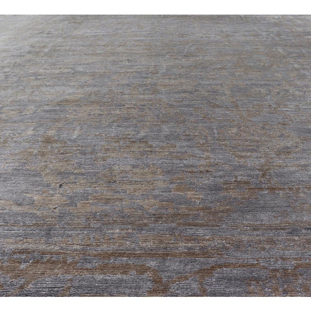 Shabby Chic Modern Hand-Knotted Silk Tibetan Rug by Keivan Woven Arts 8'8 X 11'6 For Sale - Image 3 of 12