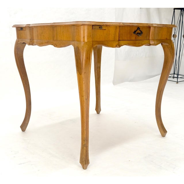 Italian Olive Burl Wood Game Table Pull Out Trays One Drawer MINT! For Sale - Image 15 of 16