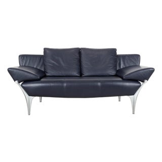 1600 2-Seater Sofa in Dark Blue Leather from Rolf Benz For Sale