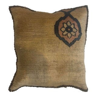 Pillow W/Antique Persian Rug Fragment, 1'4" X 1'4" For Sale