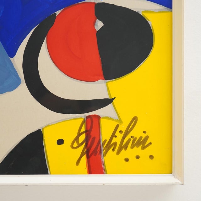 Paint Aldo Gentilini, Composition, Tempera on Cardboard, 1970s For Sale - Image 7 of 10