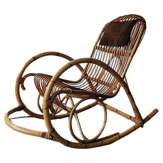 Mid-Century Rattan Rocking Chair from Rohé Noordwolde For Sale