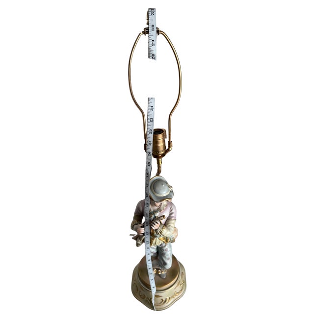 Mid-Century Porcelain Table Lamp Minstrel With Mandolin For Sale - Image 16 of 16