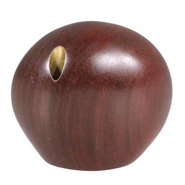 Mid Century Wood and Brass Pen Holder Poss. Danish or Japanese Made C 1950's For Sale - Image 12 of 12