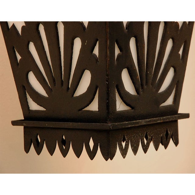 Metal Vintage Asian Lantern Wall Sconces - a Pair For Sale - Image 7 of 9