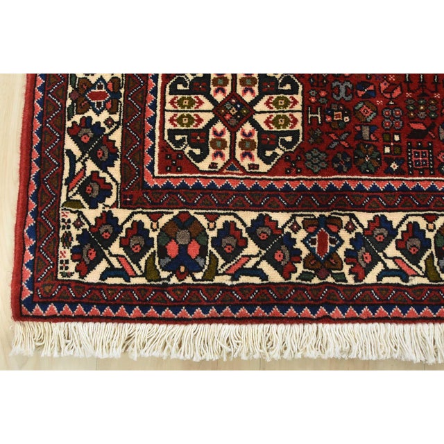 Abadeh Rug 5'2'' X 6'11'' Ivory Wool Vintage Tribal Hand-Knotted Oriental Carpet For Sale - Image 10 of 12