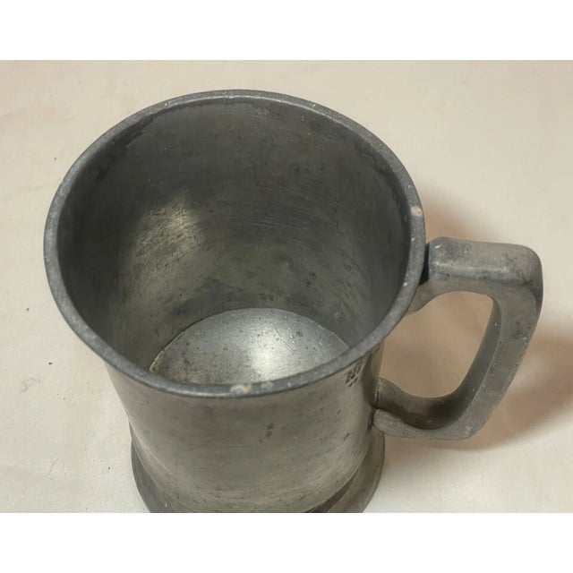 Share Antique Buckley & Beach English 1890's Handmade Pewter Beer Mug Stein Weaver Arm For Sale - Image 4 of 10