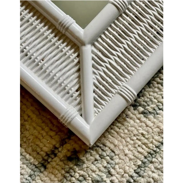 Henry Link Style Coastal Wicker and Faux Bamboo Wall Mirror For Sale In New York - Image 6 of 8