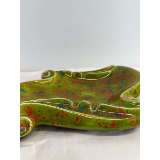 Vintage Mid-Century Atlantic Mold Green Speckled Ceramic Ashtray For Sale In Nashville - Image 6 of 9