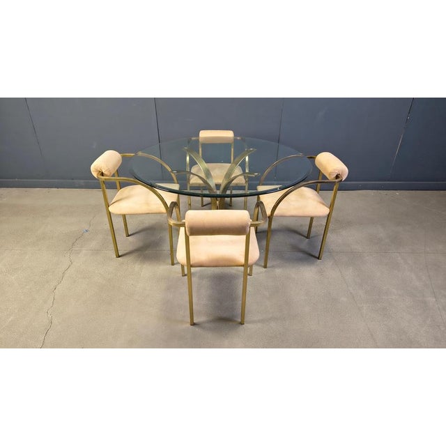 Vintage Brass Dining Table and Chairs from Belgochrom, 1970s, Set of 5 For Sale - Image 13 of 14
