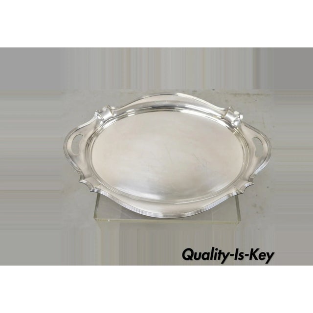 Vintage Gorham Y1038 Art Deco Silver Plated Twin Handle Tray For Sale - Image 13 of 13