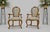 Mid 20th Century Pair Carved Striped Upholstery Tall Backs Carved Walnut Scallop Design Decorated For Sale - Image 5 of 17