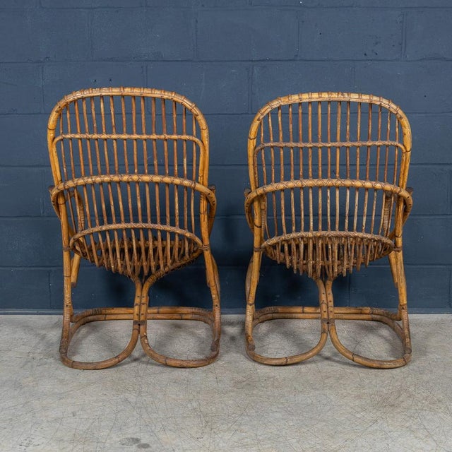 20th Century Italian Wicker Armchairs by Tito Agnoli, 1960s, Set of 2 For Sale - Image 15 of 18
